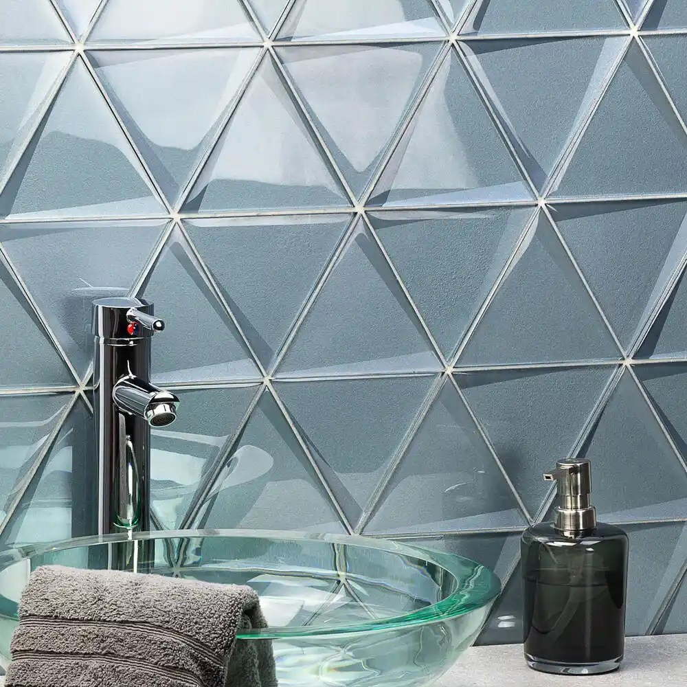 triangle shaped tiles in blue